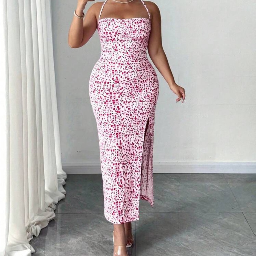 SHEIN Pink and Red Maxi Dress